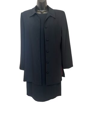 Talbots Women’s Black Dress w/ Long Jacket Set Size 6